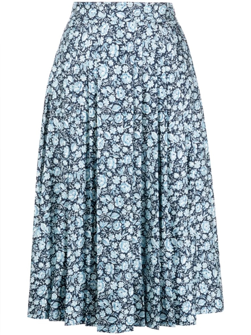 Tory Burch PLEATED SILK SKIRT IN BLUE ARCHIVE DITSY